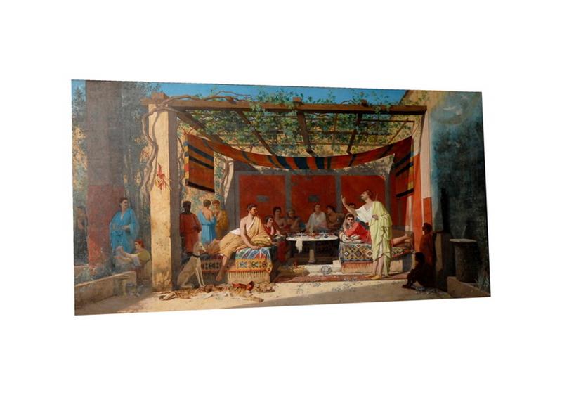 Wikioo.org - สารานุกรมวิจิตรศิลป์ - จิตรกรรม Louis Hector Leroux - Scène de banquet Improvisateur chez Saluste (autre titre)