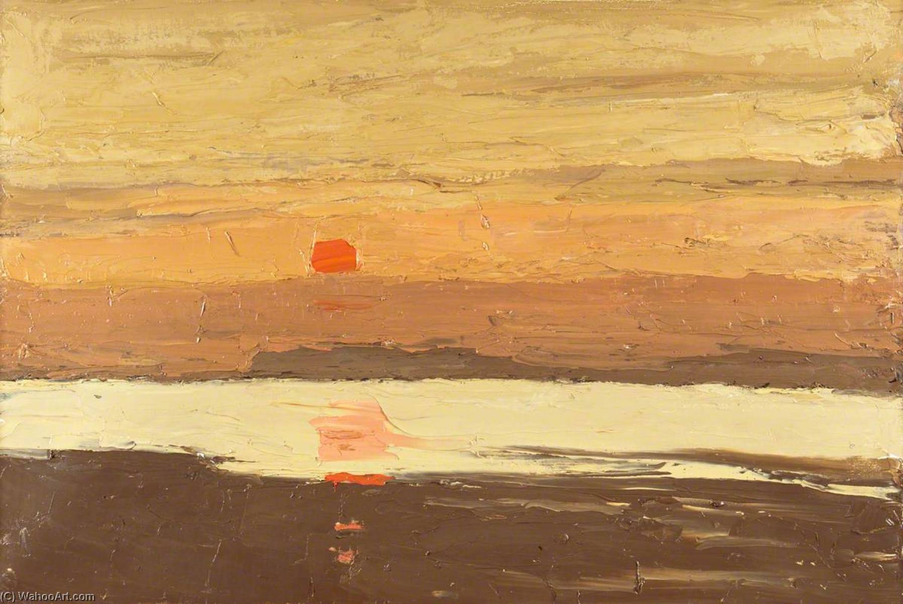 Wikioo.org - The Encyclopedia of Fine Arts - Painting, Artwork by John Kyffin Williams - Coastal Sunset