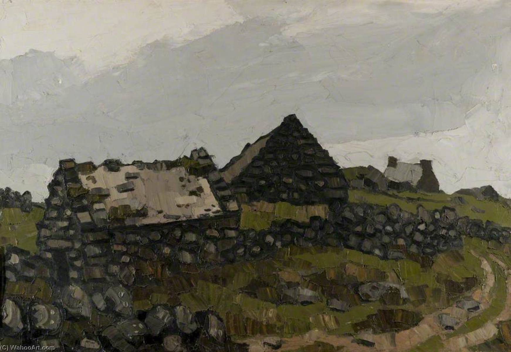 Wikioo.org - The Encyclopedia of Fine Arts - Painting, Artwork by John Kyffin Williams - Farm behind Harlech
