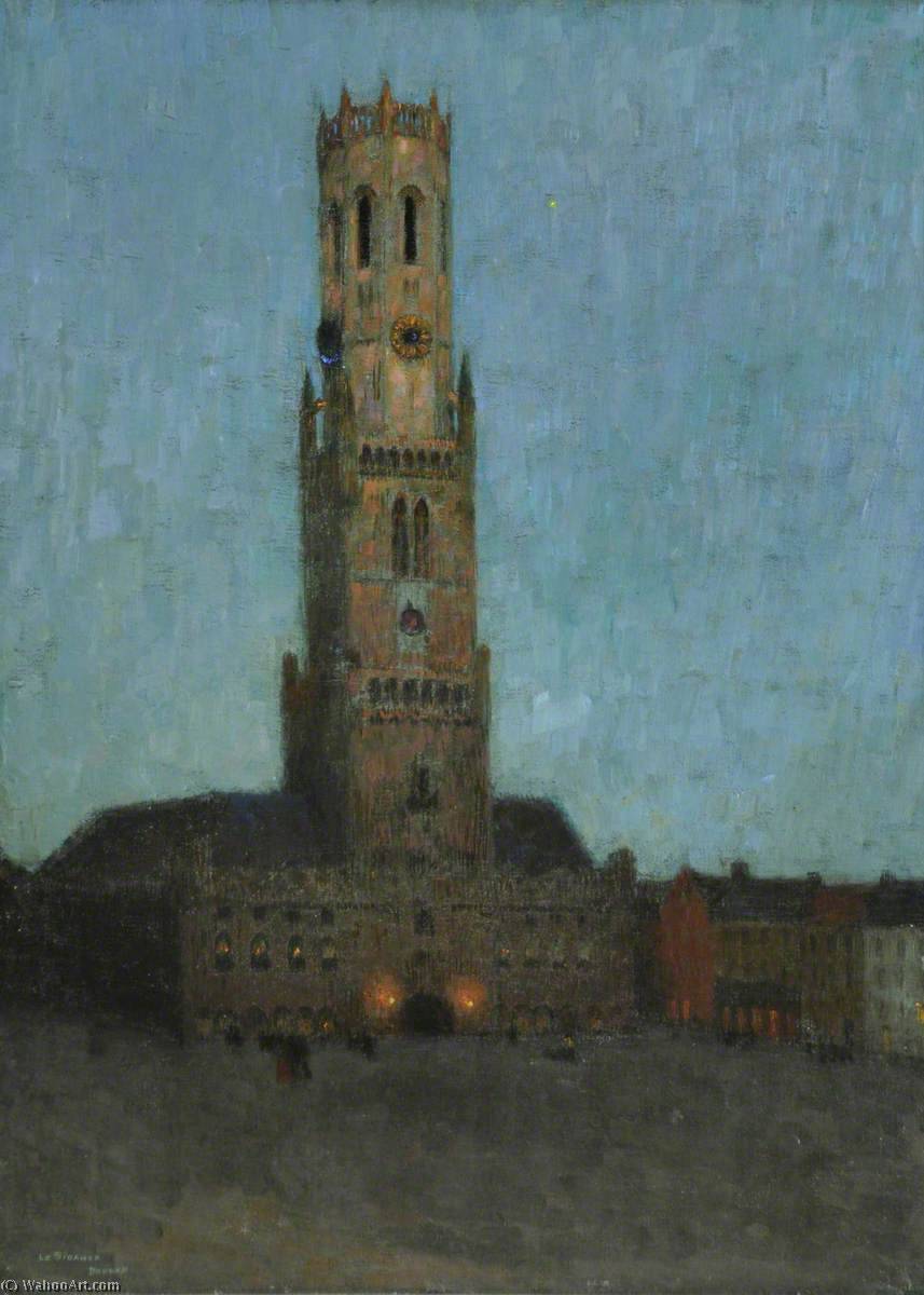Wikioo.org - The Encyclopedia of Fine Arts - Painting, Artwork by Henri Eugène Augustin Le Sidaner - The Belfry at Bruges, Belgium