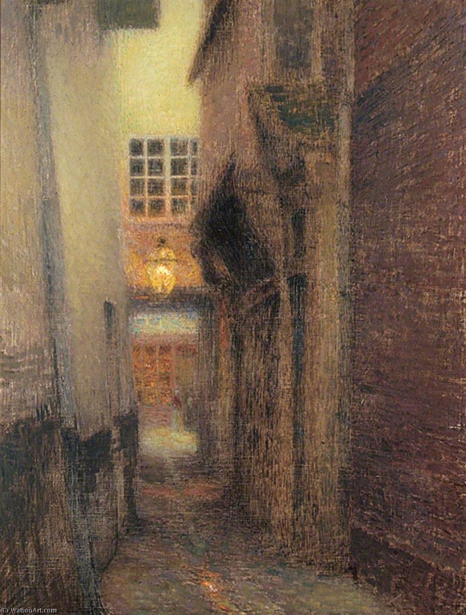 Wikioo.org - สารานุกรมวิจิตรศิลป์ - จิตรกรรม Henri Eugène Augustin Le Sidaner - Une ruelle, la nuit