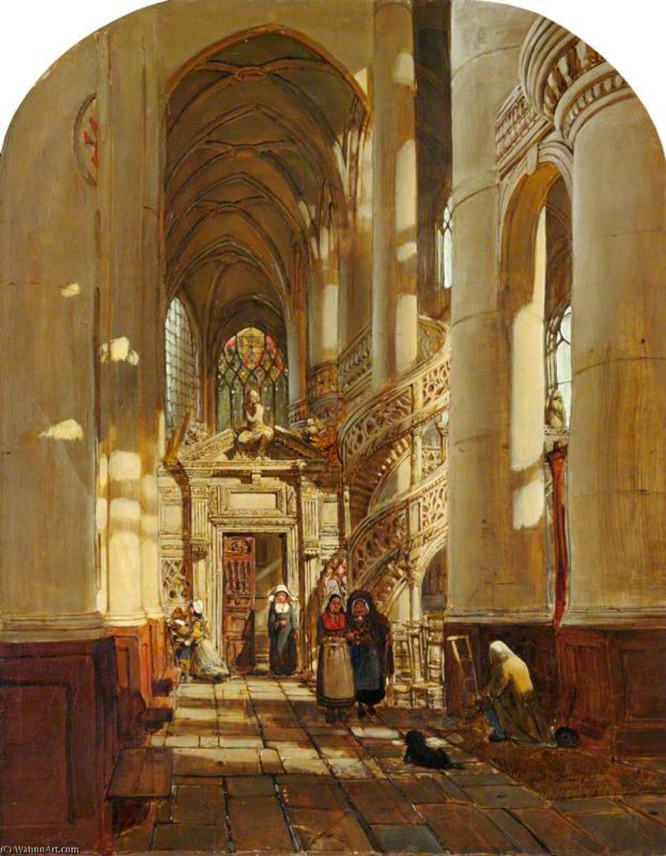 Wikioo.org - The Encyclopedia of Fine Arts - Painting, Artwork by Henry Mark Anthony - The Interior of a Church in Paris