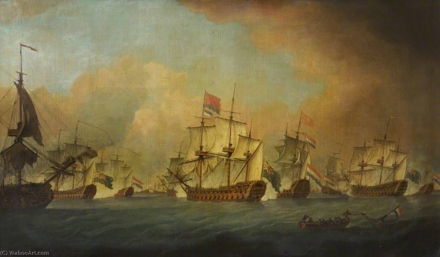 Wikioo.org - The Encyclopedia of Fine Arts - Painting, Artwork by Richard Paton - The Battle of the Dogger Bank, 5 August 1781