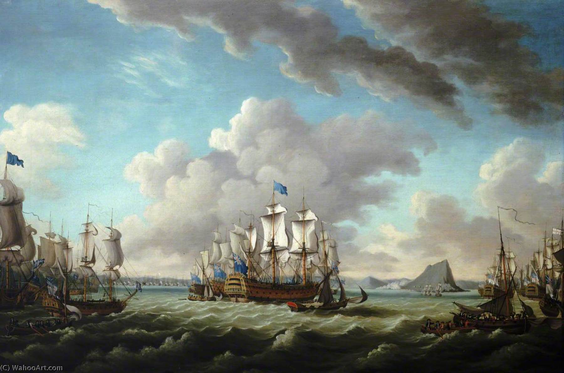 Wikioo.org - The Encyclopedia of Fine Arts - Painting, Artwork by Richard Paton - Relief of Gibraltar by Earl Howe, 11 October 1782
