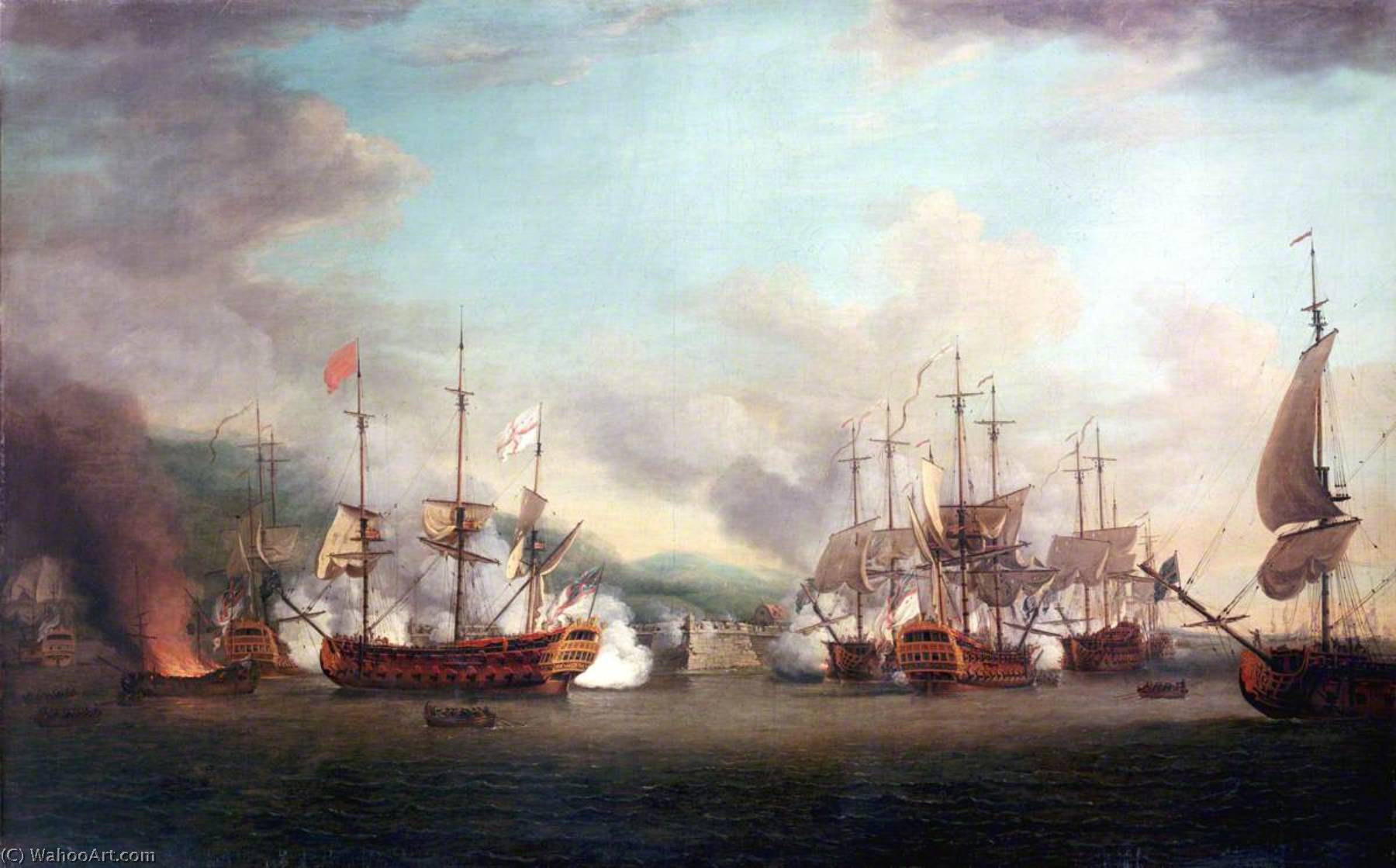 Wikioo.org - The Encyclopedia of Fine Arts - Painting, Artwork by Richard Paton - The Capture of Port Louis, Cuba, 8 March 1748