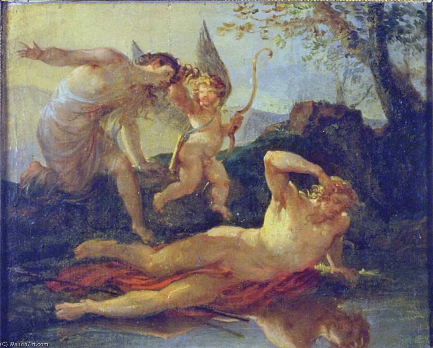 Wikioo.org - The Encyclopedia of Fine Arts - Painting, Artwork by Jacques Reattu - Narcisse se mirant dans les eaux de la fontaine liriope