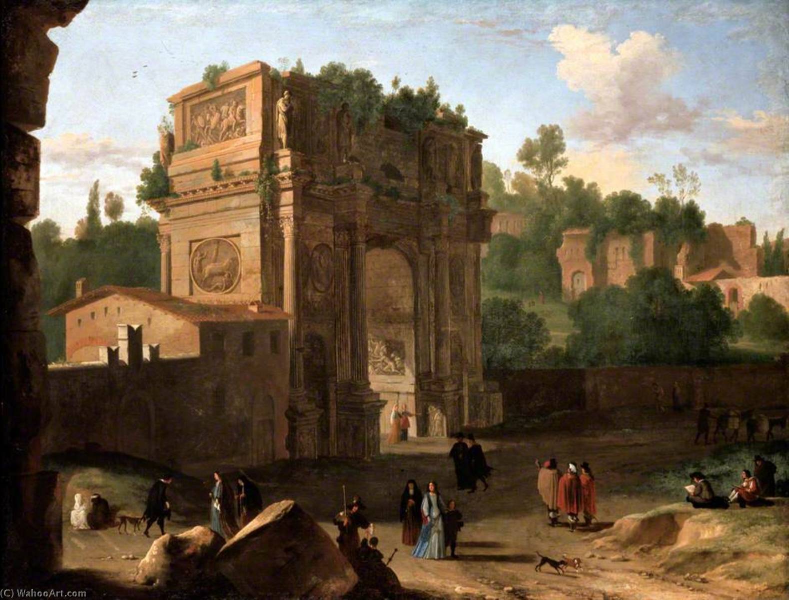 Wikioo.org - The Encyclopedia of Fine Arts - Painting, Artwork by Herman Van Swanevelt - The Arch of Constantine, Rome