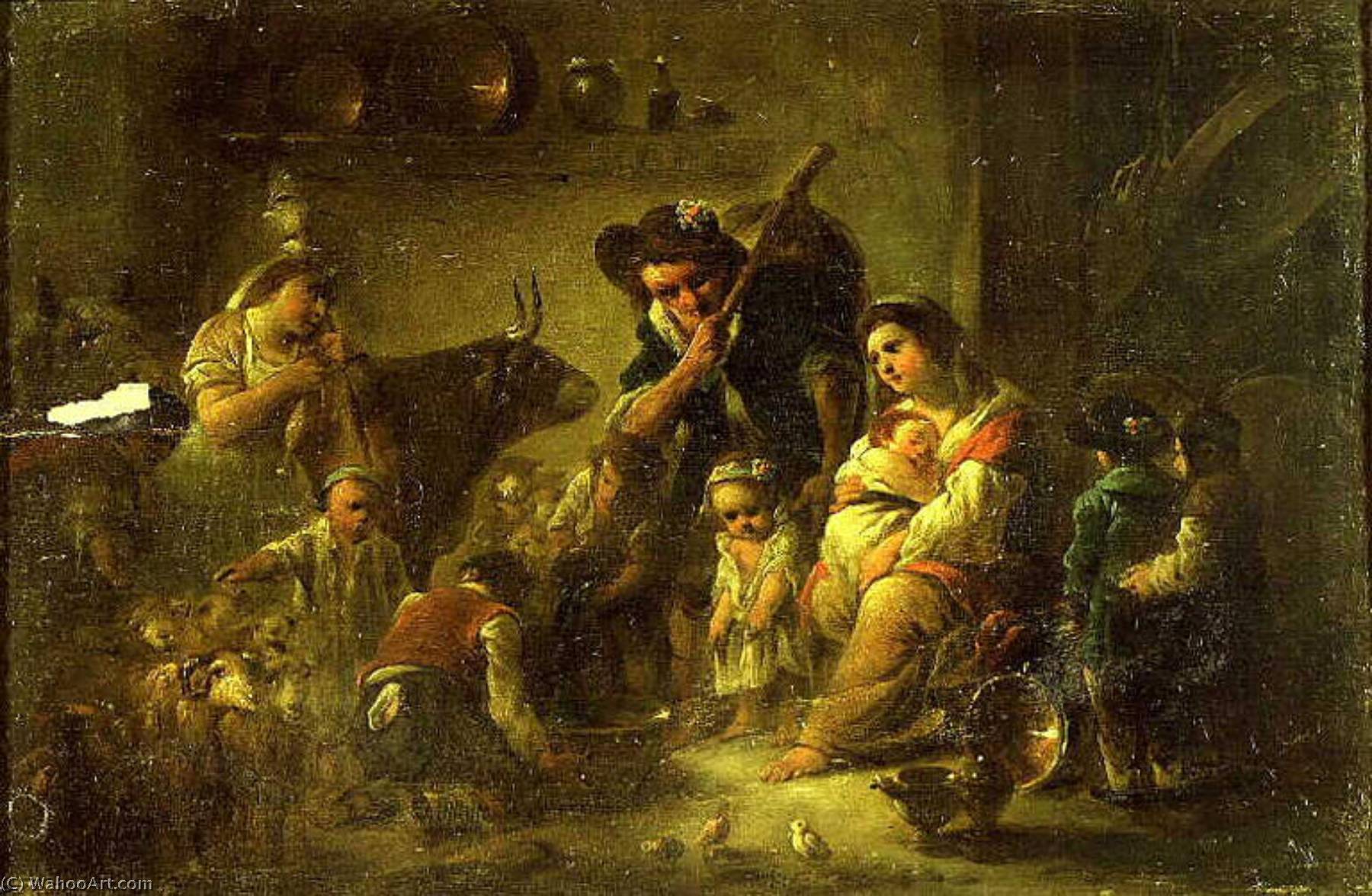 Wikioo.org - The Encyclopedia of Fine Arts - Painting, Artwork by Jacques Gamelin - Famillle de paysans dans un intérieur