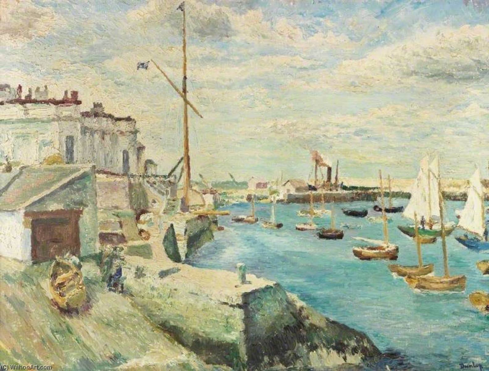 Wikioo.org - The Encyclopedia of Fine Arts - Painting, Artwork by Ronald Ossory Dunlop - Harbour and Customs House, Dún Laoghaire, Ireland