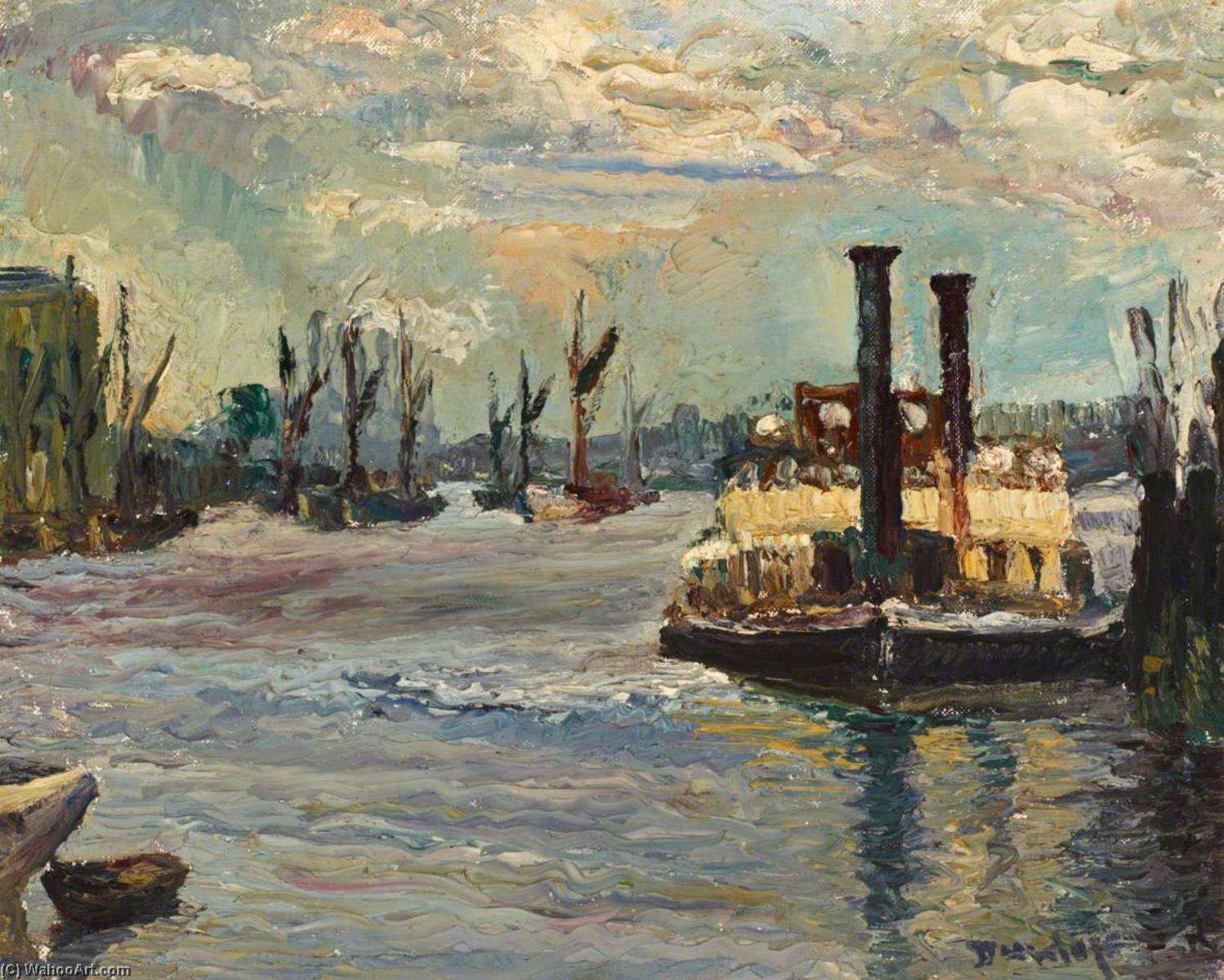 Wikioo.org - The Encyclopedia of Fine Arts - Painting, Artwork by Ronald Ossory Dunlop - Woolwich Ferry