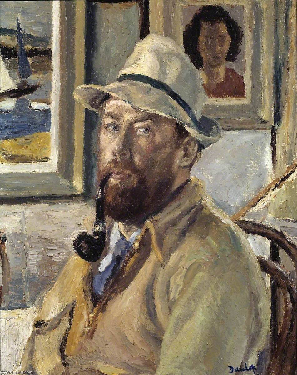 Wikioo.org - The Encyclopedia of Fine Arts - Painting, Artwork by Ronald Ossory Dunlop - Myself with Cadger's Pipe