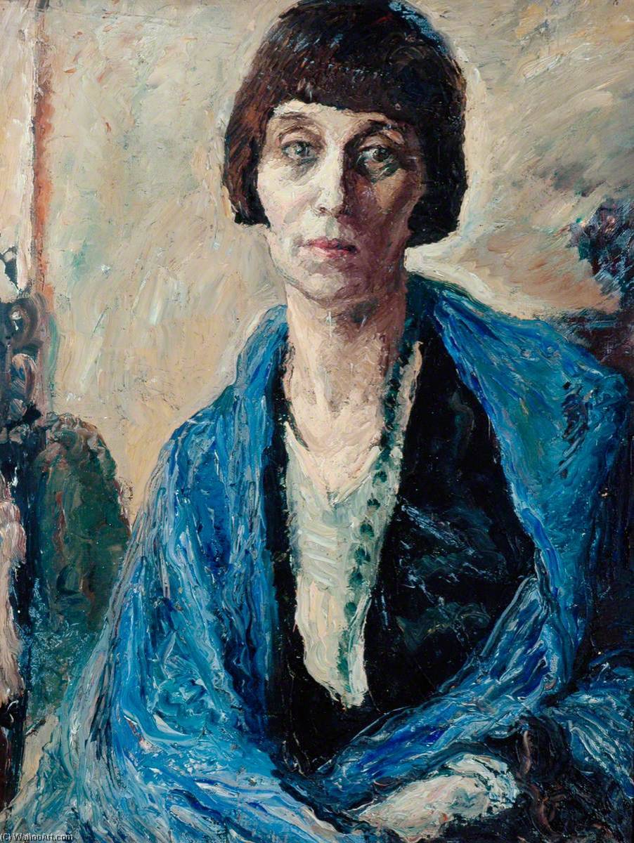 Wikioo.org - The Encyclopedia of Fine Arts - Painting, Artwork by Ronald Ossory Dunlop - The Blue Wrap