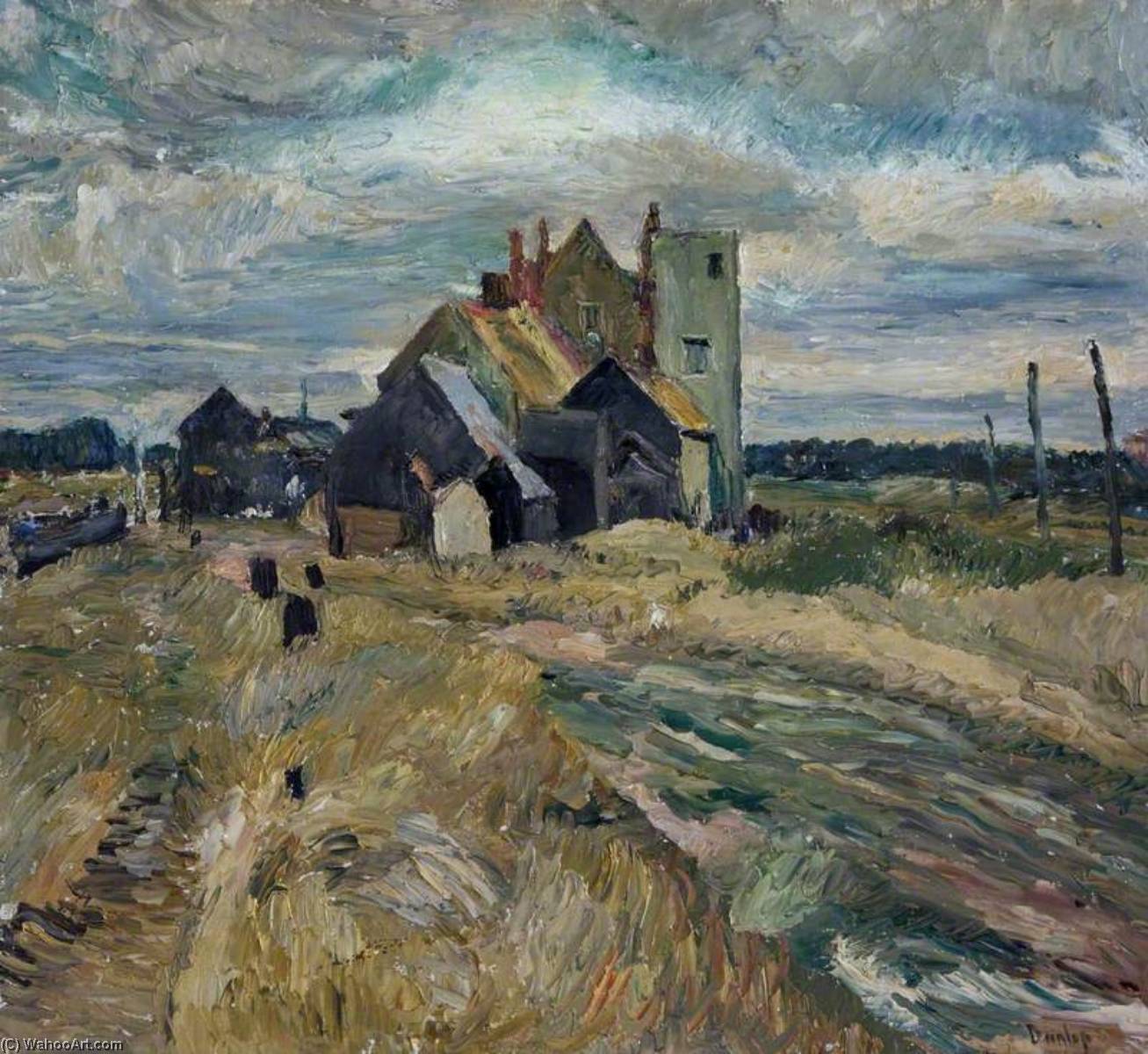 Wikioo.org - The Encyclopedia of Fine Arts - Painting, Artwork by Ronald Ossory Dunlop - Buildings at Walberswick