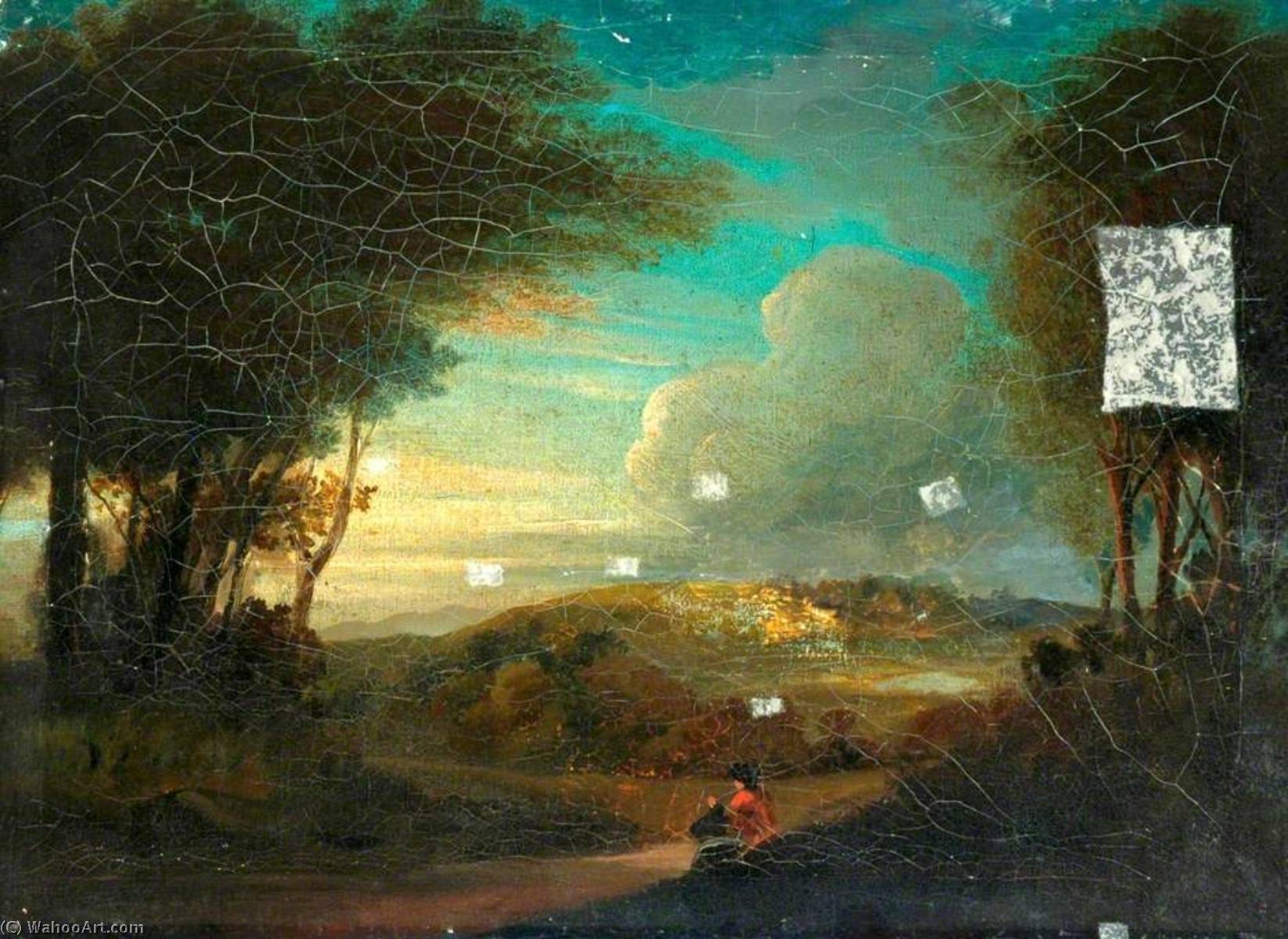 WikiOO.org - Enciclopédia das Belas Artes - Pintura, Arte por Patrick Branwell Brontë - Landscape with Figures