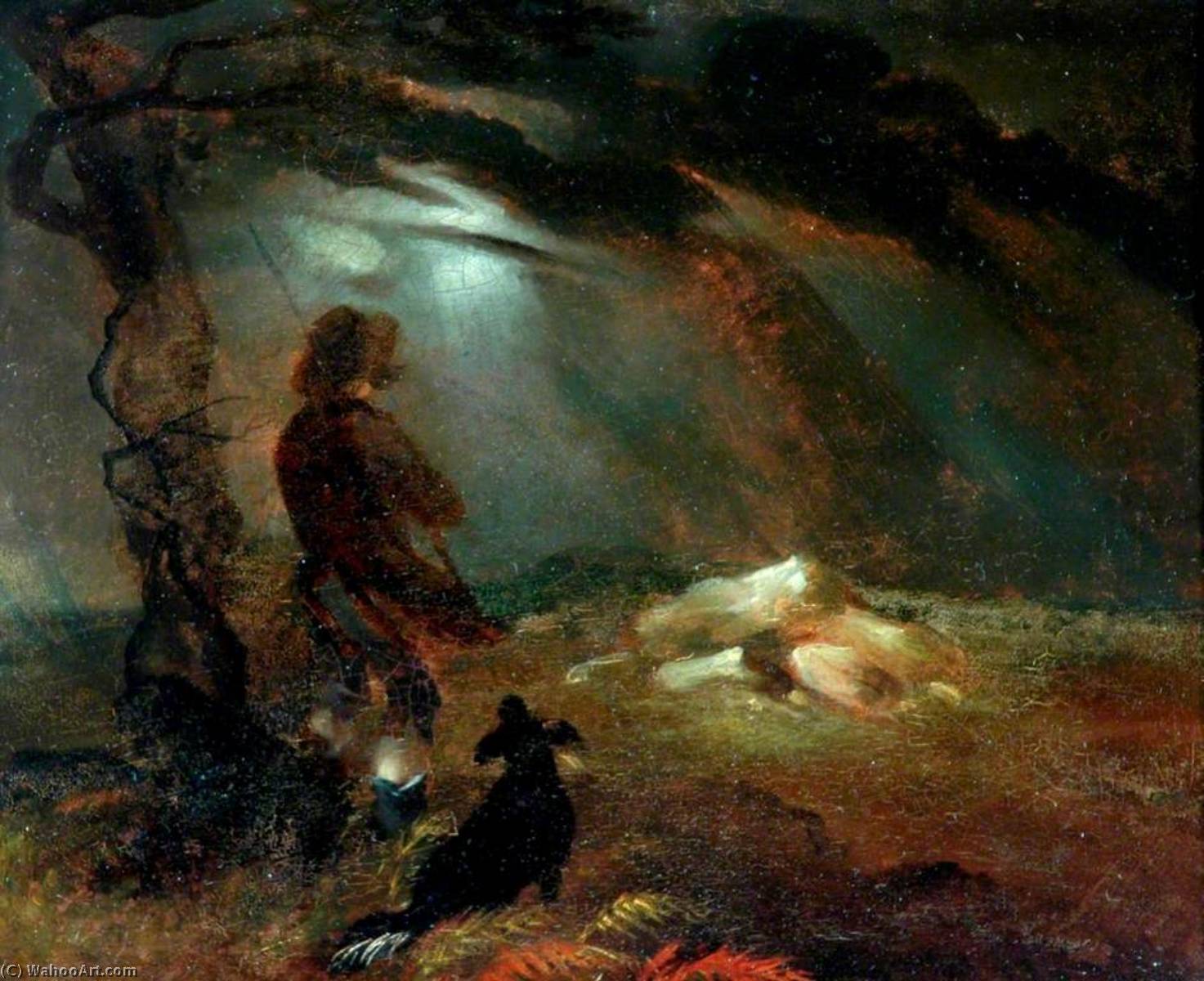 WikiOO.org - Güzel Sanatlar Ansiklopedisi - Resim, Resimler Patrick Branwell Brontë - The Lonely Shepherd