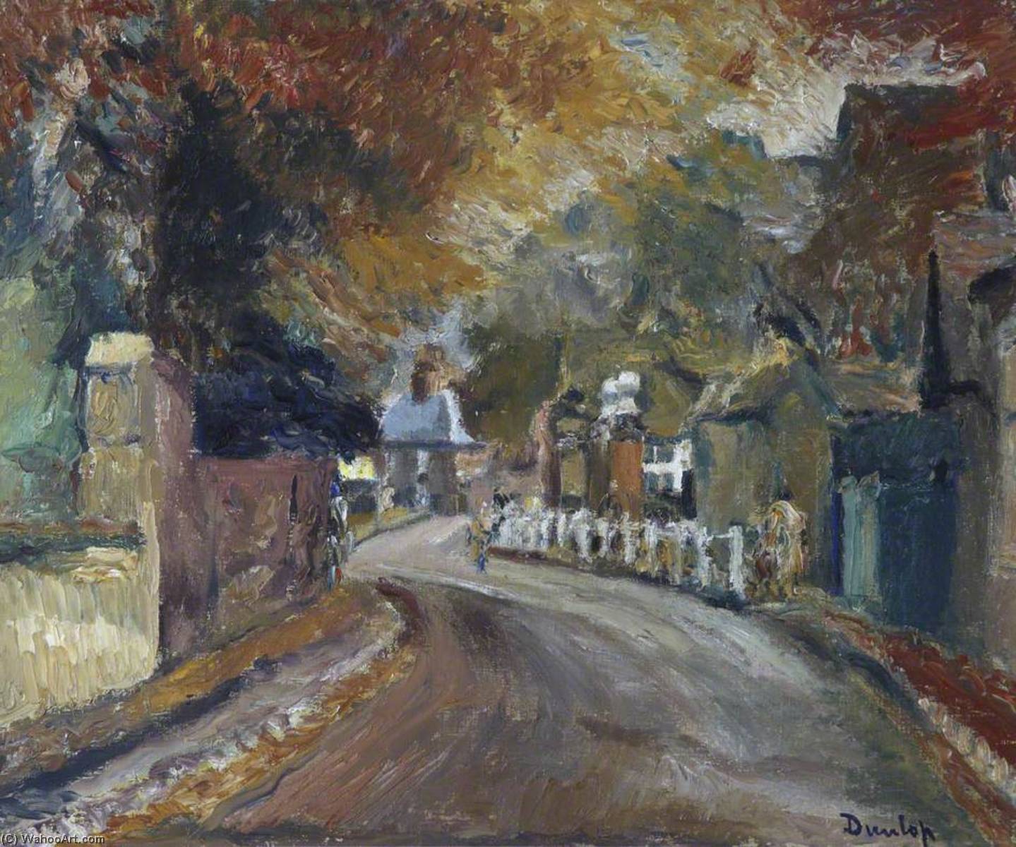 Wikioo.org - The Encyclopedia of Fine Arts - Painting, Artwork by Ronald Ossory Dunlop - Autumn Street Scene