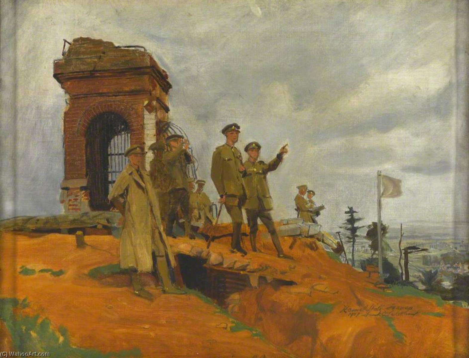 Wikioo.org - The Encyclopedia of Fine Arts - Painting, Artwork by Frank O Salisbury - George V (1865–1936), at Mount Kemmel, South of Ypres, during His Tour of the Western Front, 1917