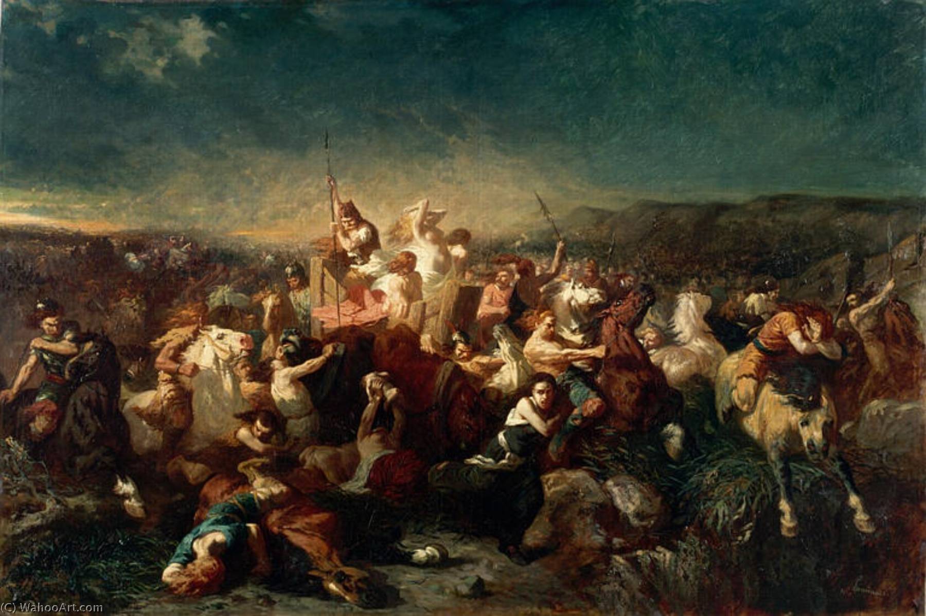 Wikioo.org - The Encyclopedia of Fine Arts - Painting, Artwork by Evariste Vital Luminais - Déroute des Germains, après la bataille de Tolbiac