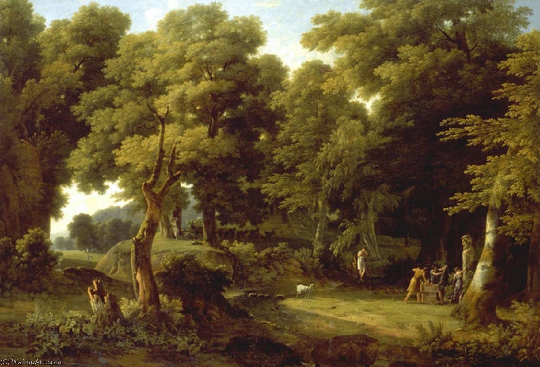 Wikioo.org - The Encyclopedia of Fine Arts - Painting, Artwork by Jean Victor Bertin - PAYSAGE, OFFRANDE AU DIEU PAN
