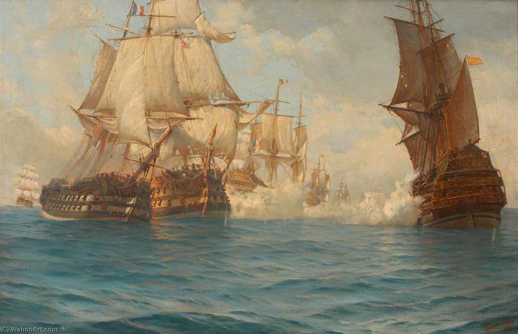Wikioo.org - The Encyclopedia of Fine Arts - Painting, Artwork by Thomas Jacques Somerscales - The Battle of Trafalgar, 21 October 1805