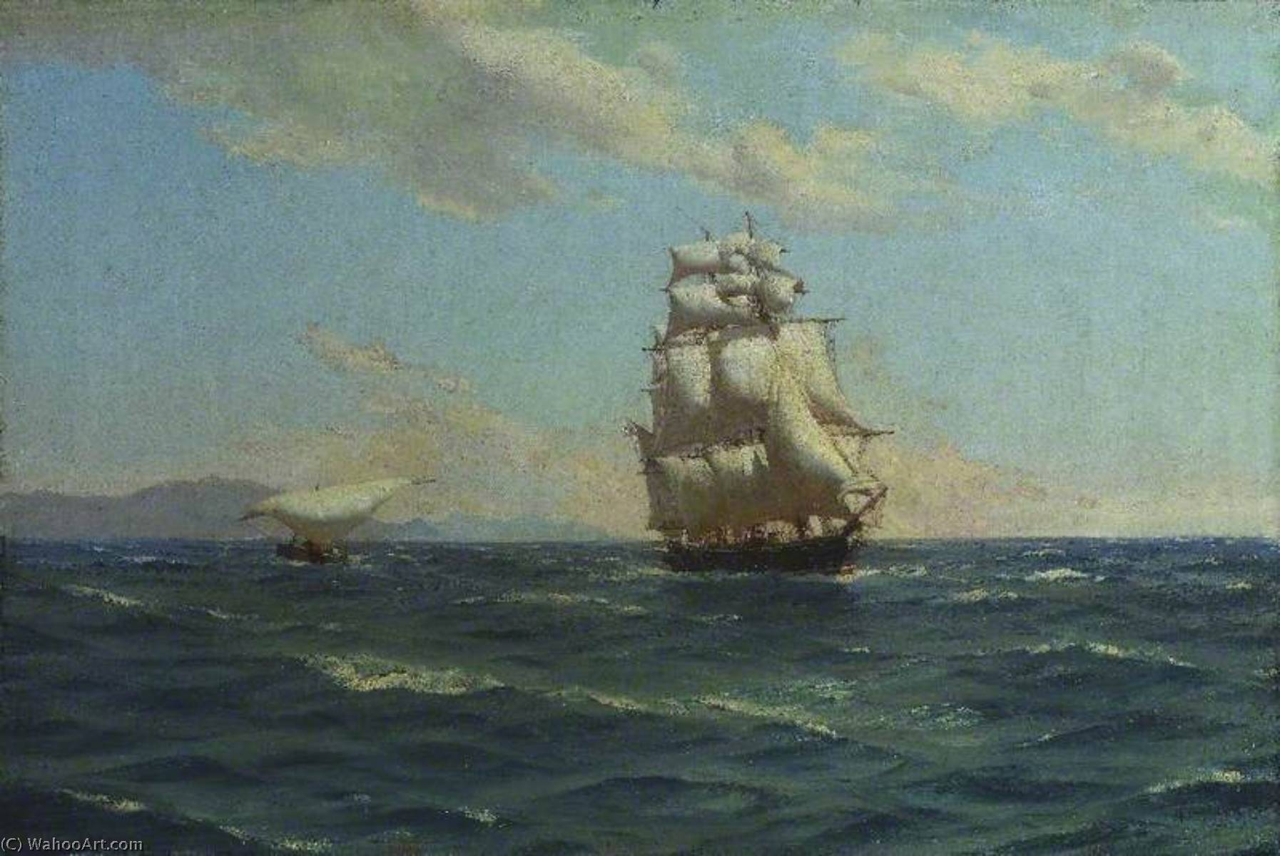 Wikioo.org - The Encyclopedia of Fine Arts - Painting, Artwork by Thomas Jacques Somerscales - Off the Canaries (British Cruiser 'Auxiliary Steam')
