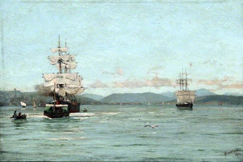 Wikioo.org - The Encyclopedia of Fine Arts - Painting, Artwork by Thomas Jacques Somerscales - On the Clyde near Greenock