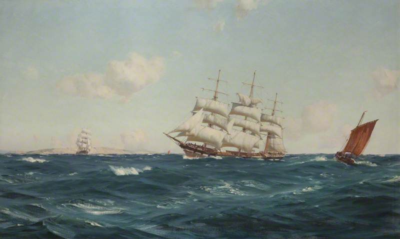 Wikioo.org - The Encyclopedia of Fine Arts - Painting, Artwork by Thomas Jacques Somerscales - A Strong Breeze in the Channel