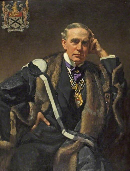 Wikioo.org - The Encyclopedia of Fine Arts - Painting, Artwork by Frank O Salisbury - Self Portrait in the Robes of the Worshipful Company of Glaziers