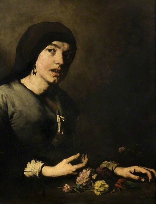 WikiOO.org - Encyclopedia of Fine Arts - Målning, konstverk Théodule Augustin Ribot - The Flower Girl
