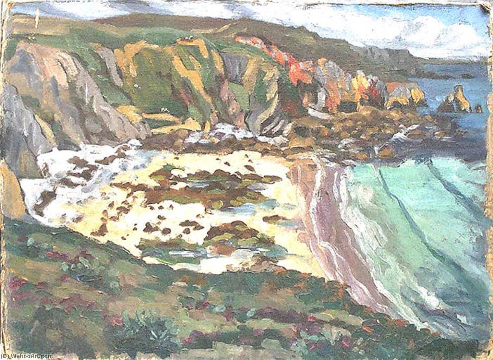 Wikioo.org - The Encyclopedia of Fine Arts - Painting, Artwork by Yvonne Jean Haffen - Petite plage des Côtes du Nord (titre inscrit)