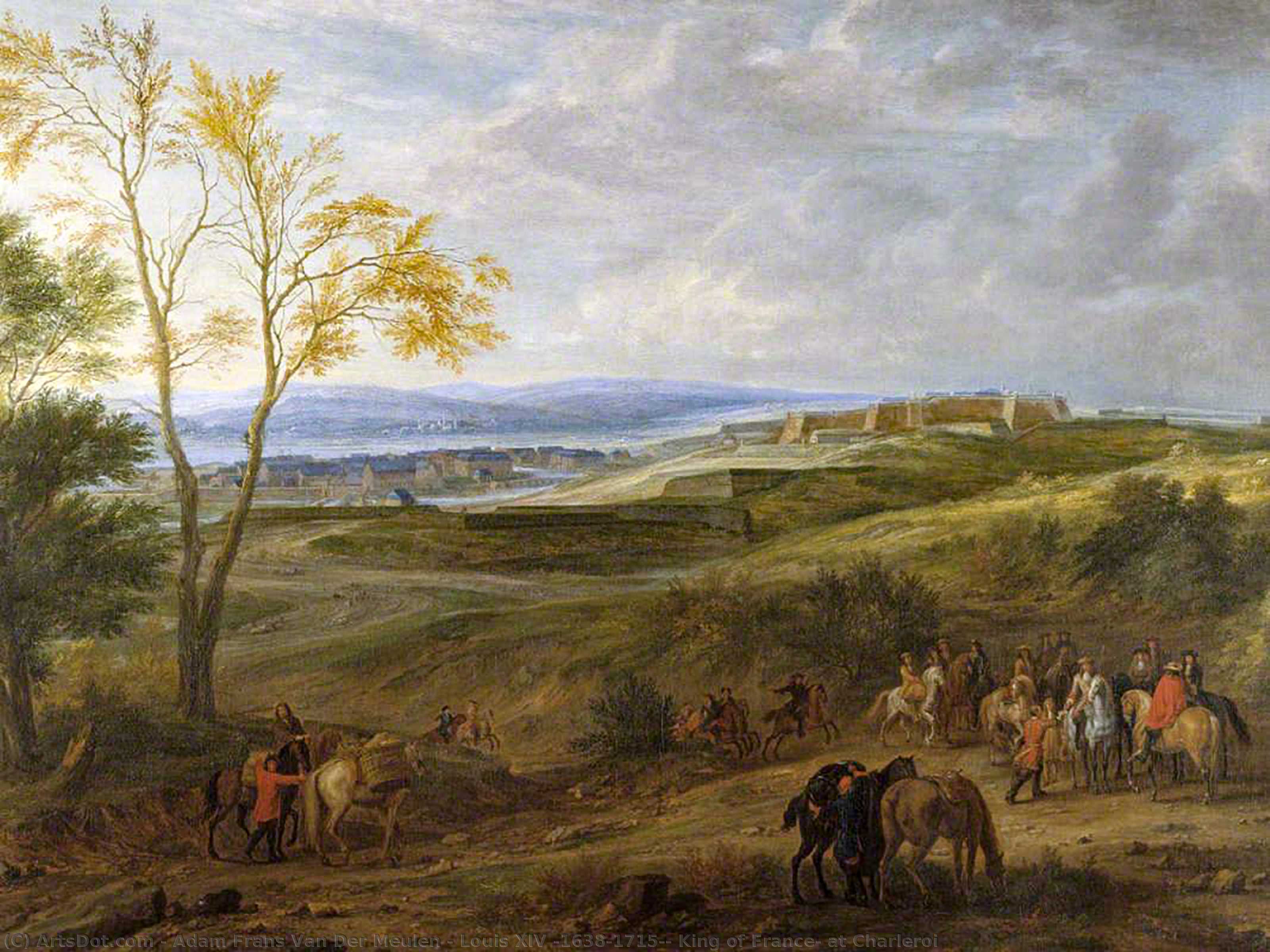 Wikioo.org – L'Enciclopedia delle Belle Arti - Pittura, Opere di Adam Frans Van Der Meulen - luigi xiv ( 1638–1715 ) , re di francia , a charleroi