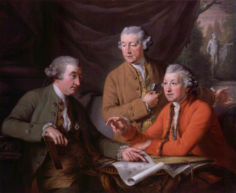WikiOO.org - Enciclopedia of Fine Arts - Pictura, lucrări de artă John Francis Rigaud - Sir William Chambers Joseph Wilton Sir Joshua Reynolds