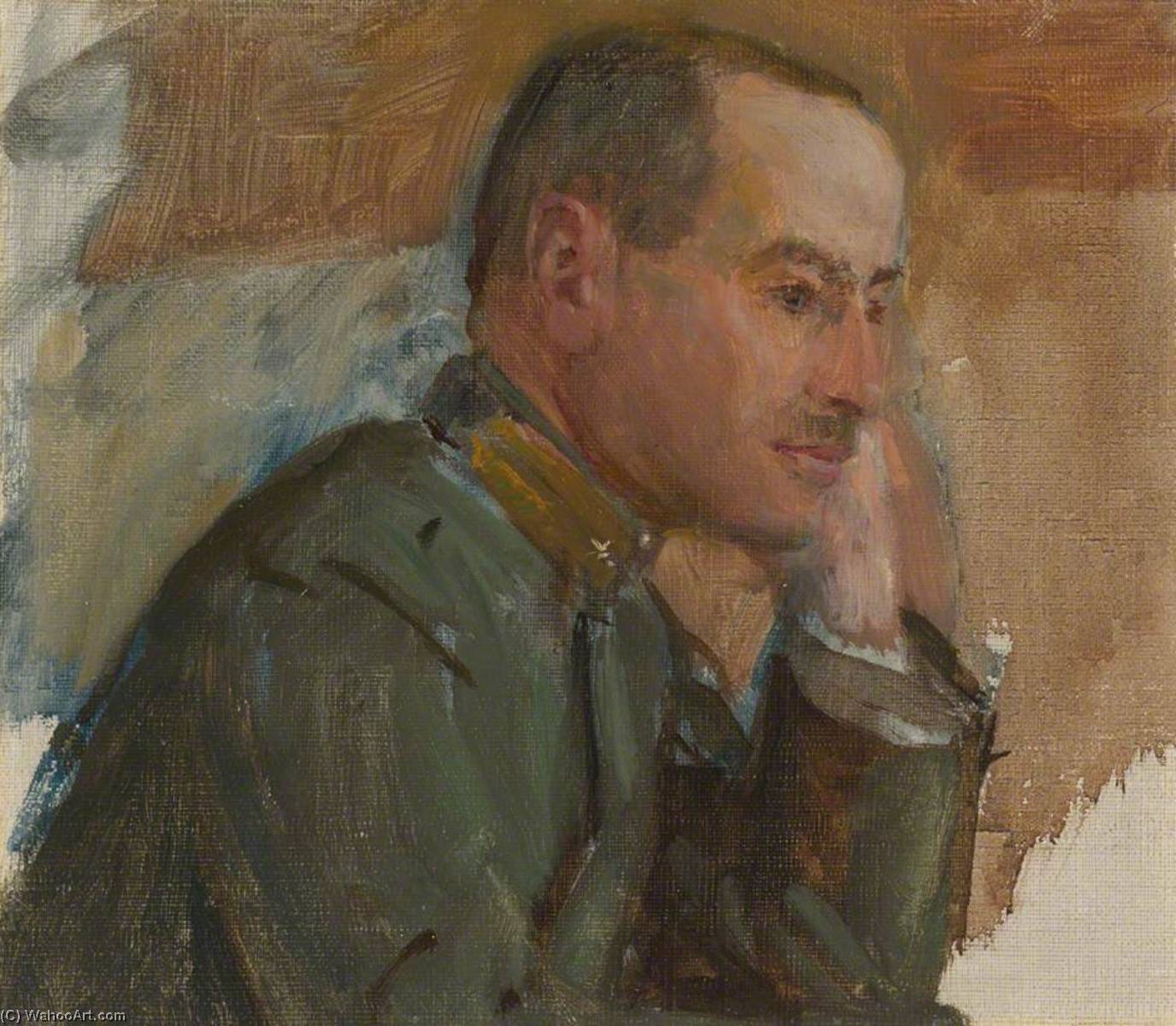 Wikioo.org - The Encyclopedia of Fine Arts - Painting, Artwork by Herbert Arnould Olivier - Colonel Busanelli, Italian Chief of Staff (preparatory study for 'The Supreme War Council in Session at Versailles on 3rd July 1918' and 'Armistice Meeting 3rd and 4th November 1918')