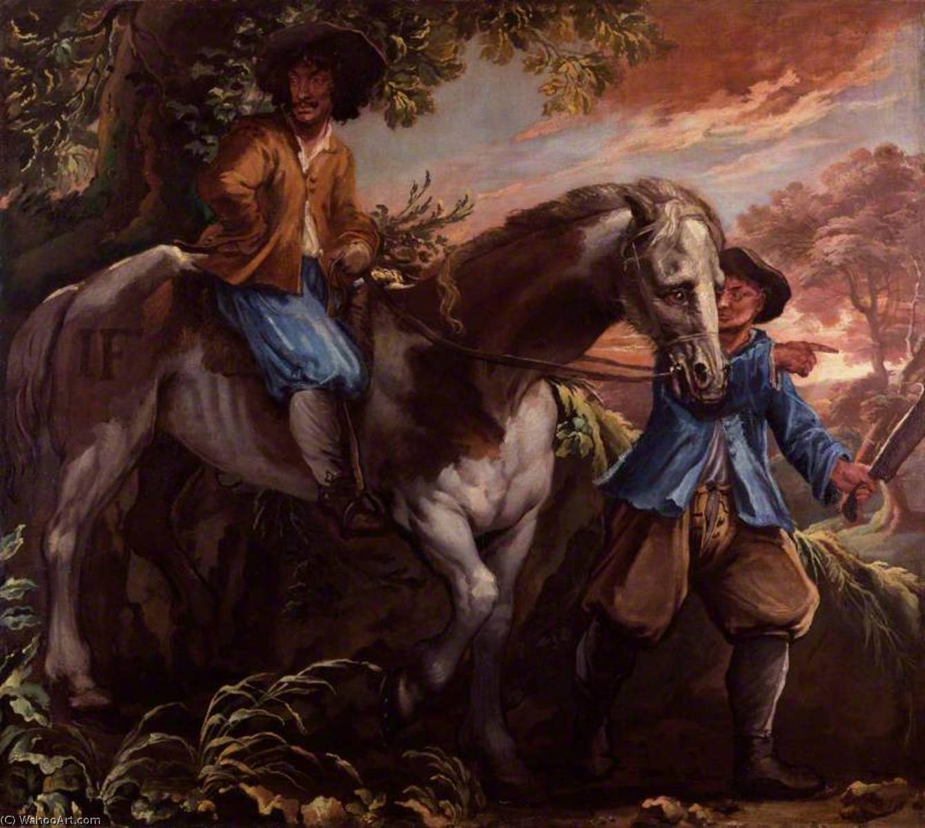 Wikioo.org - The Encyclopedia of Fine Arts - Painting, Artwork by Isaac Fuller - King Charles II on Humphrey Penderel's Mill Horse