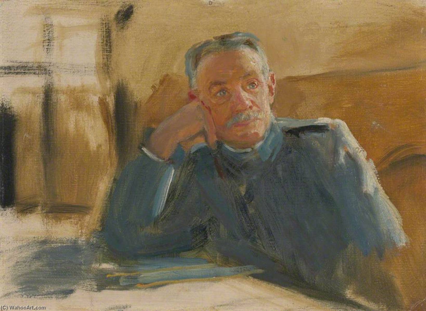 Wikioo.org - The Encyclopedia of Fine Arts - Painting, Artwork by Herbert Arnould Olivier - General Emile Belin (1853–1937), French Army Officer (preparatory study for 'The Supreme War Council in Session at Versailles on 3rd July 1918')