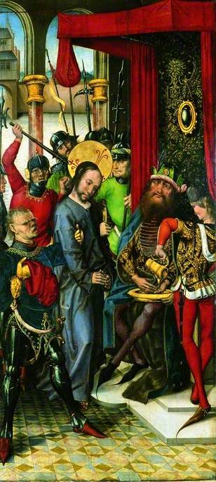WikiOO.org - Enciklopedija likovnih umjetnosti - Slikarstvo, umjetnička djela Master Of The View Of Saint Gudule - Christ Before Pilate (recto)