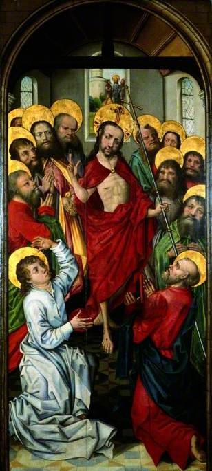 WikiOO.org - 百科事典 - 絵画、アートワーク Master Of The View Of Saint Gudule - 復活のキリスト 右ページ