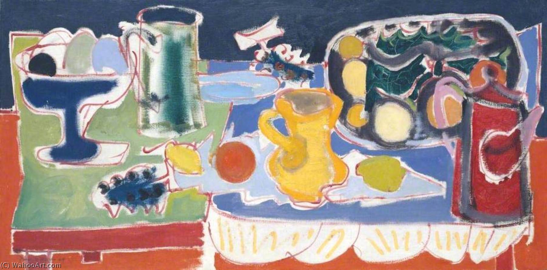 Wikioo.org - The Encyclopedia of Fine Arts - Painting, Artwork by Patrick Heron - The Long Table with Fruit 1949