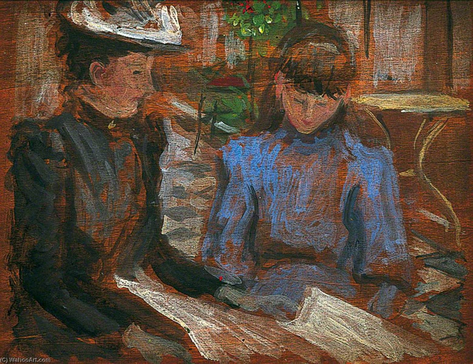 Wikioo.org - สารานุกรมวิจิตรศิลป์ - จิตรกรรม Philip Wilson Steer - Mother and Daughter, Boulogne, France