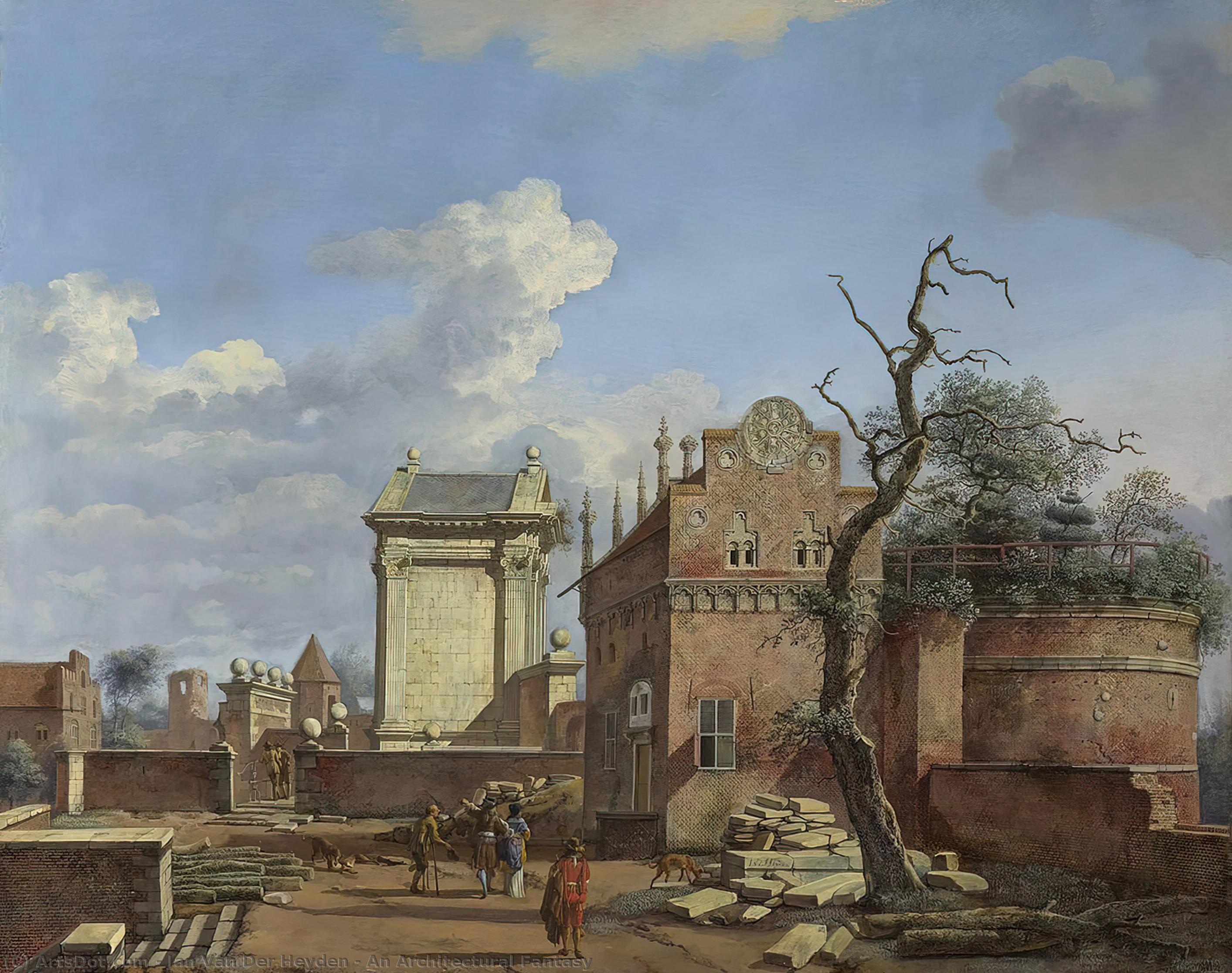 Wikioo.org - The Encyclopedia of Fine Arts - Painting, Artwork by Jan Van Der Heyden - An Architectural Fantasy