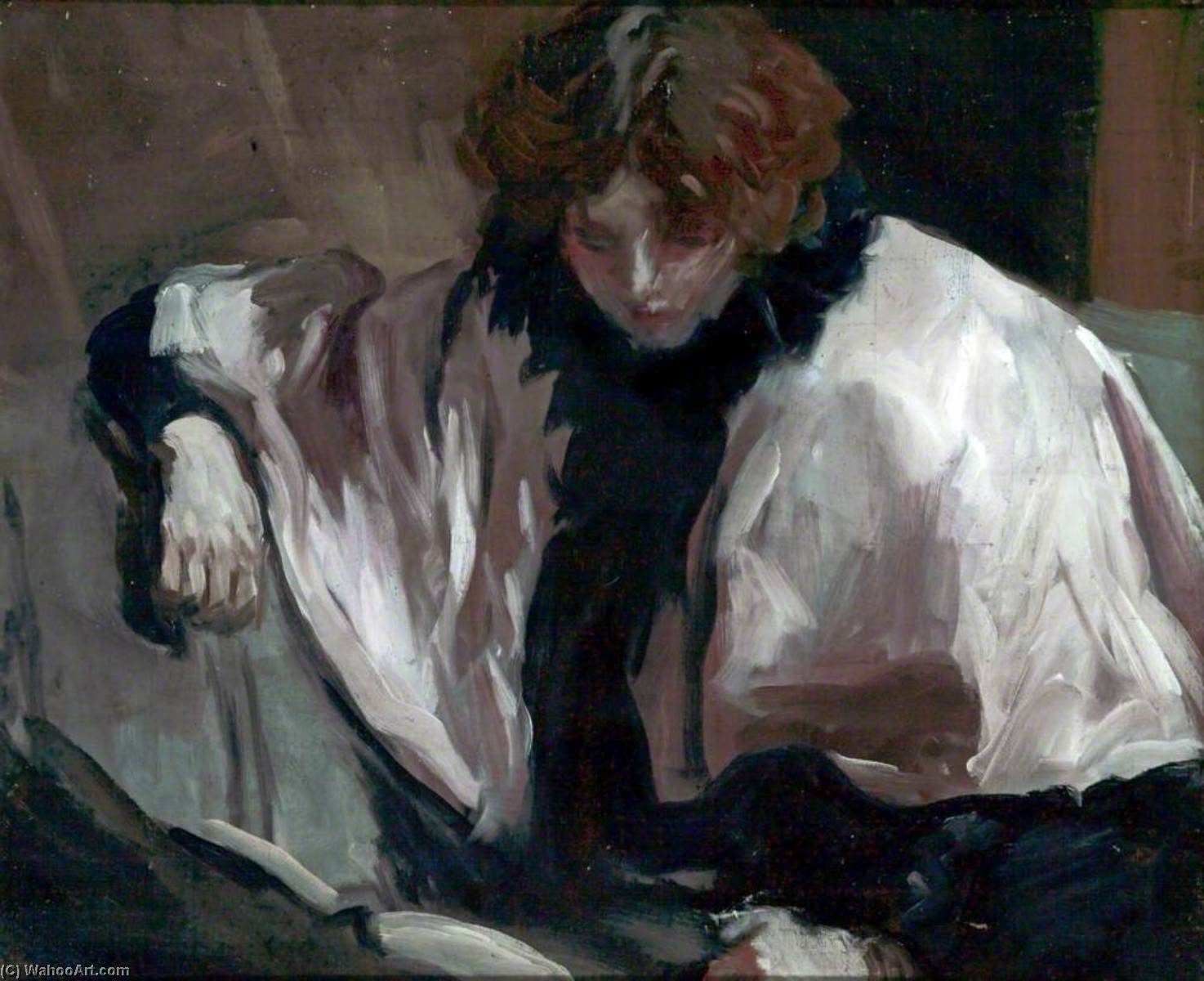 Wikioo.org - The Encyclopedia of Fine Arts - Painting, Artwork by Philip Wilson Steer - A Girl Reading a Book