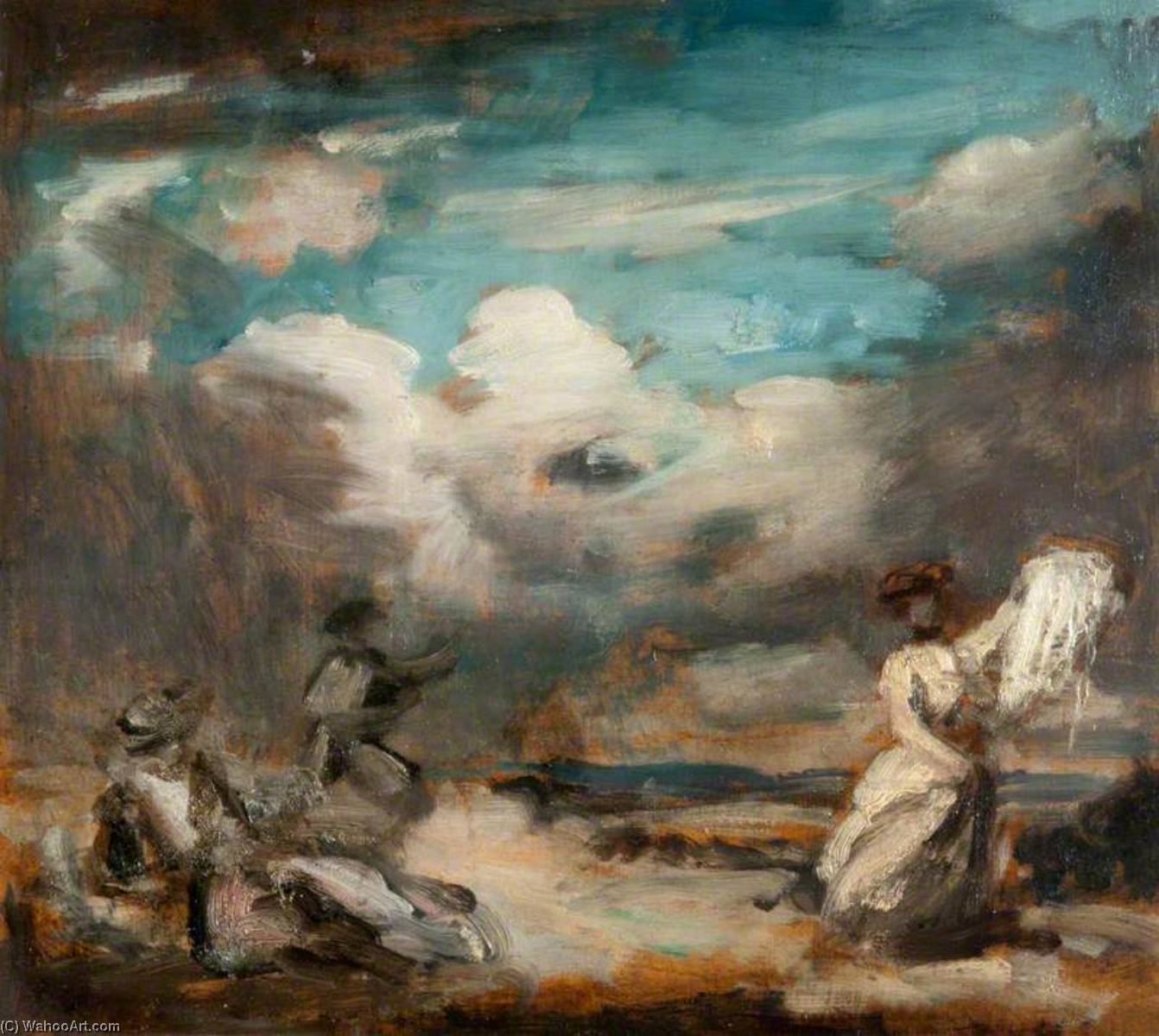 Wikioo.org - The Encyclopedia of Fine Arts - Painting, Artwork by Philip Wilson Steer - Flying Kites (Sketch for Bourton House Decorations)