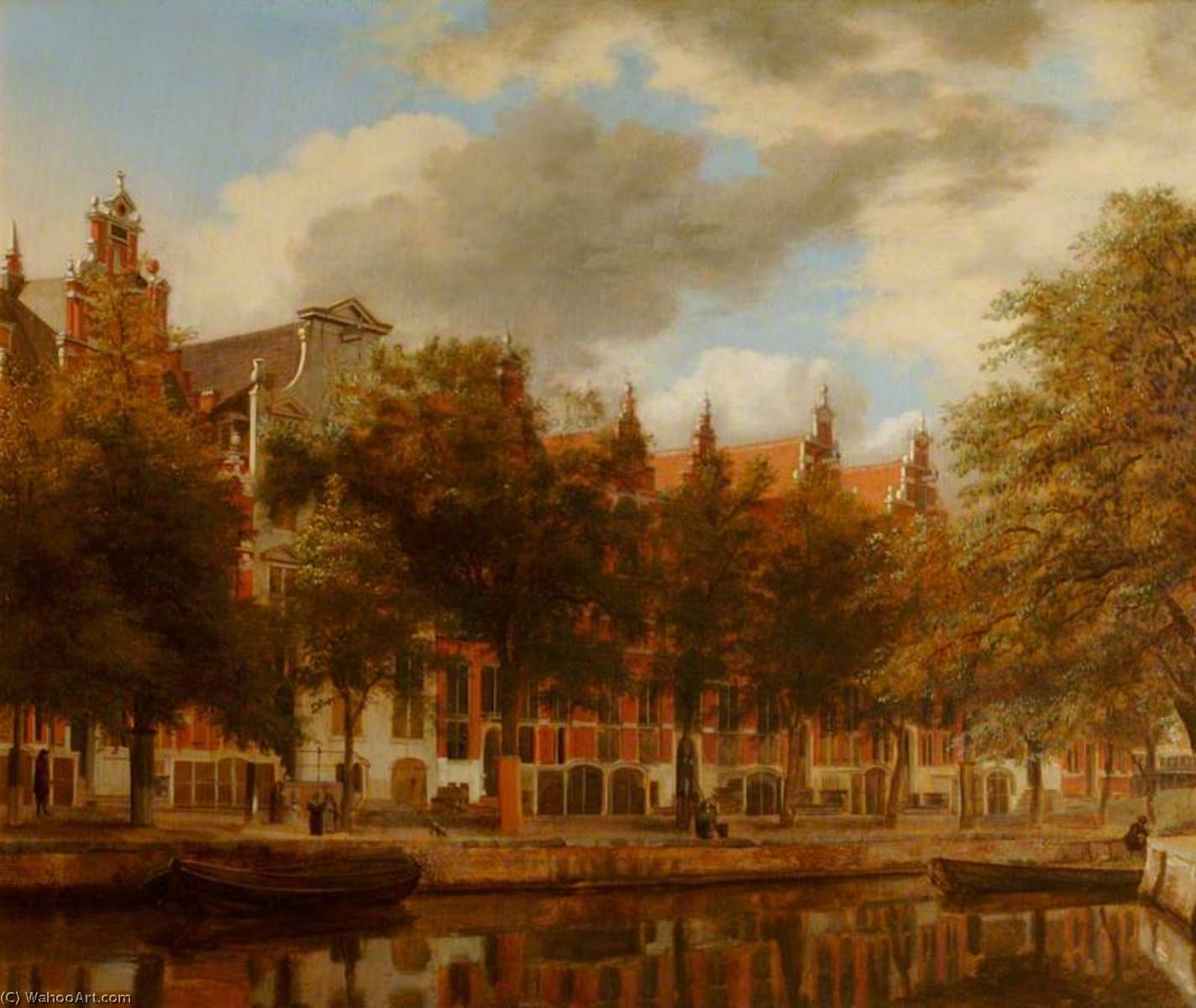 WikiOO.org - Encyclopedia of Fine Arts - Maleri, Artwork Jan Van Der Heyden - Amsterdam, Houses on the Herengracht