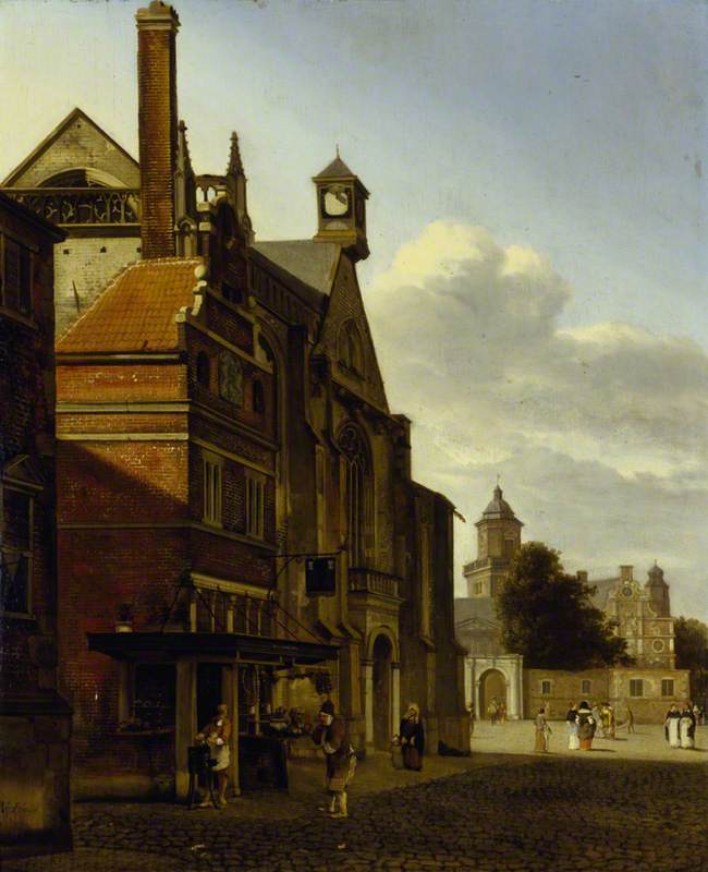 Wikioo.org - The Encyclopedia of Fine Arts - Painting, Artwork by Jan Van Der Heyden - A Square in a Dutch Town