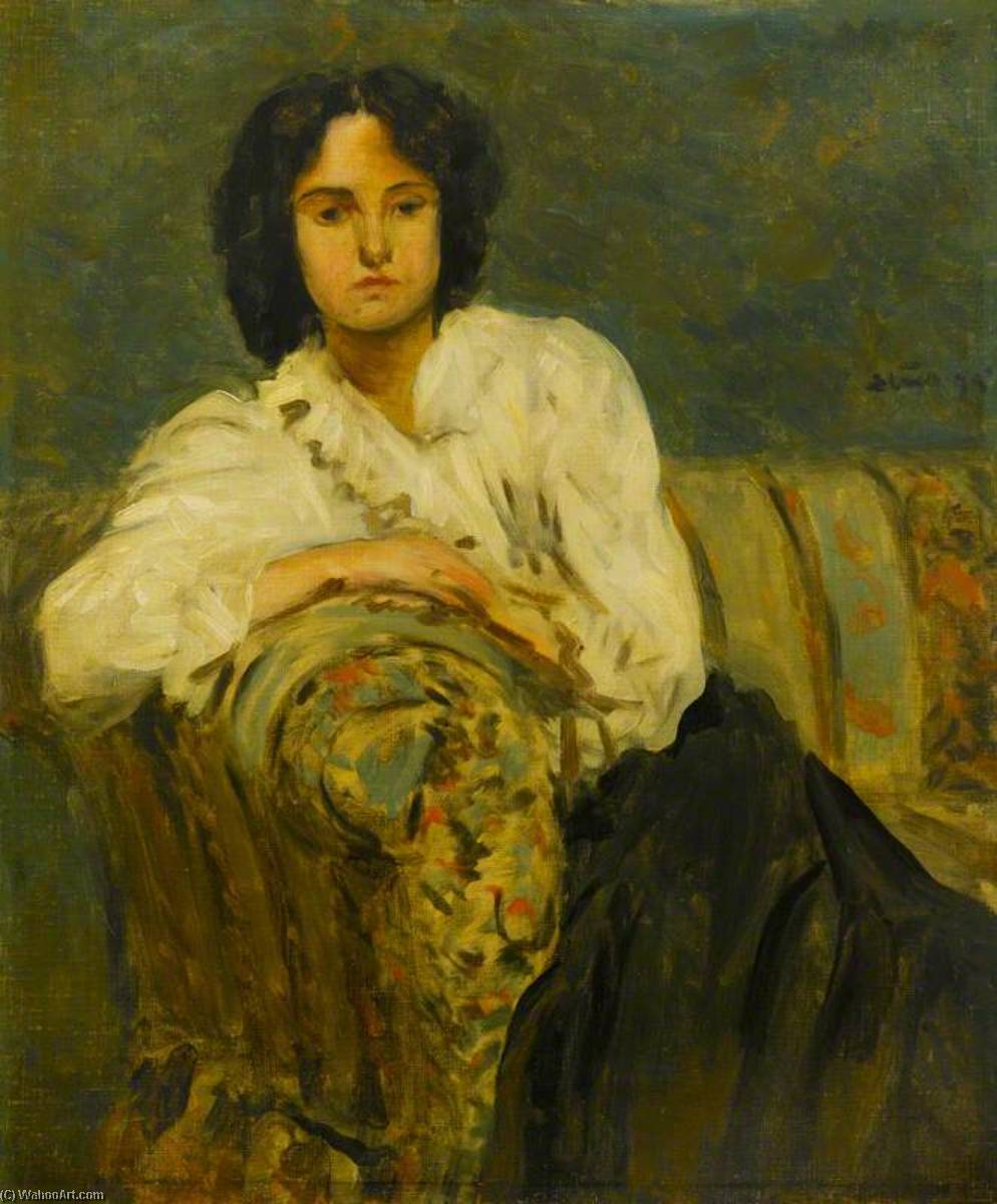 Wikioo.org - The Encyclopedia of Fine Arts - Painting, Artwork by Philip Wilson Steer - Girl in a White Blouse on a Sofa