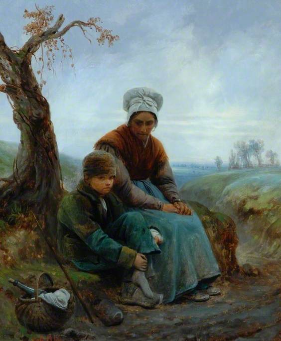 Wikioo.org - The Encyclopedia of Fine Arts - Painting, Artwork by Adolphe Félix Cals - Peasant Woman and Child