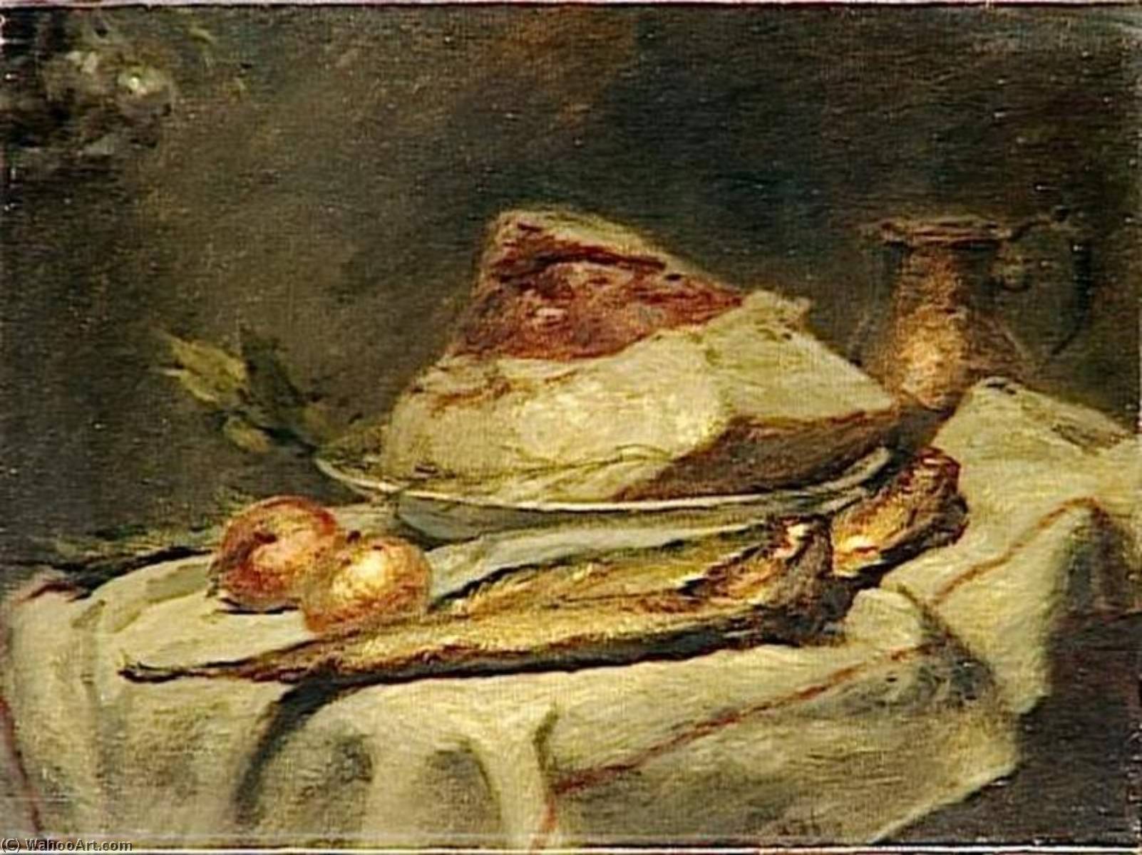 Wikioo.org - The Encyclopedia of Fine Arts - Painting, Artwork by Adolphe Félix Cals - NATURE MORTE, LARD ET HARENGS