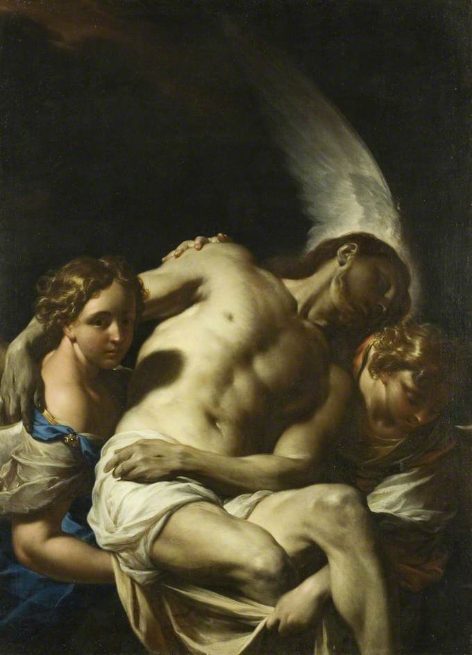 WikiOO.org – 美術百科全書 - 繪畫，作品 Francesco Trevisani - 基督支持 通过  天使