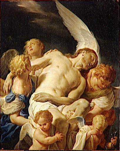 WikiOO.org - Enciklopedija likovnih umjetnosti - Slikarstvo, umjetnička djela Francesco Trevisani - Christ mort porté par des anges