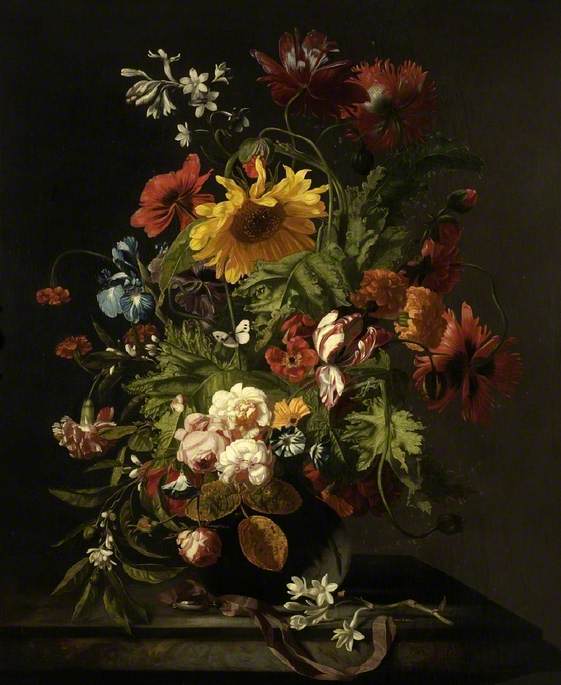 WikiOO.org – 美術百科全書 - 繪畫，作品 Simon Pietersz Verelst - 一个花瓶 的  花儿